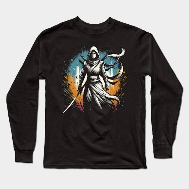 White Shinobi Long Sleeve T-Shirt by Genbu